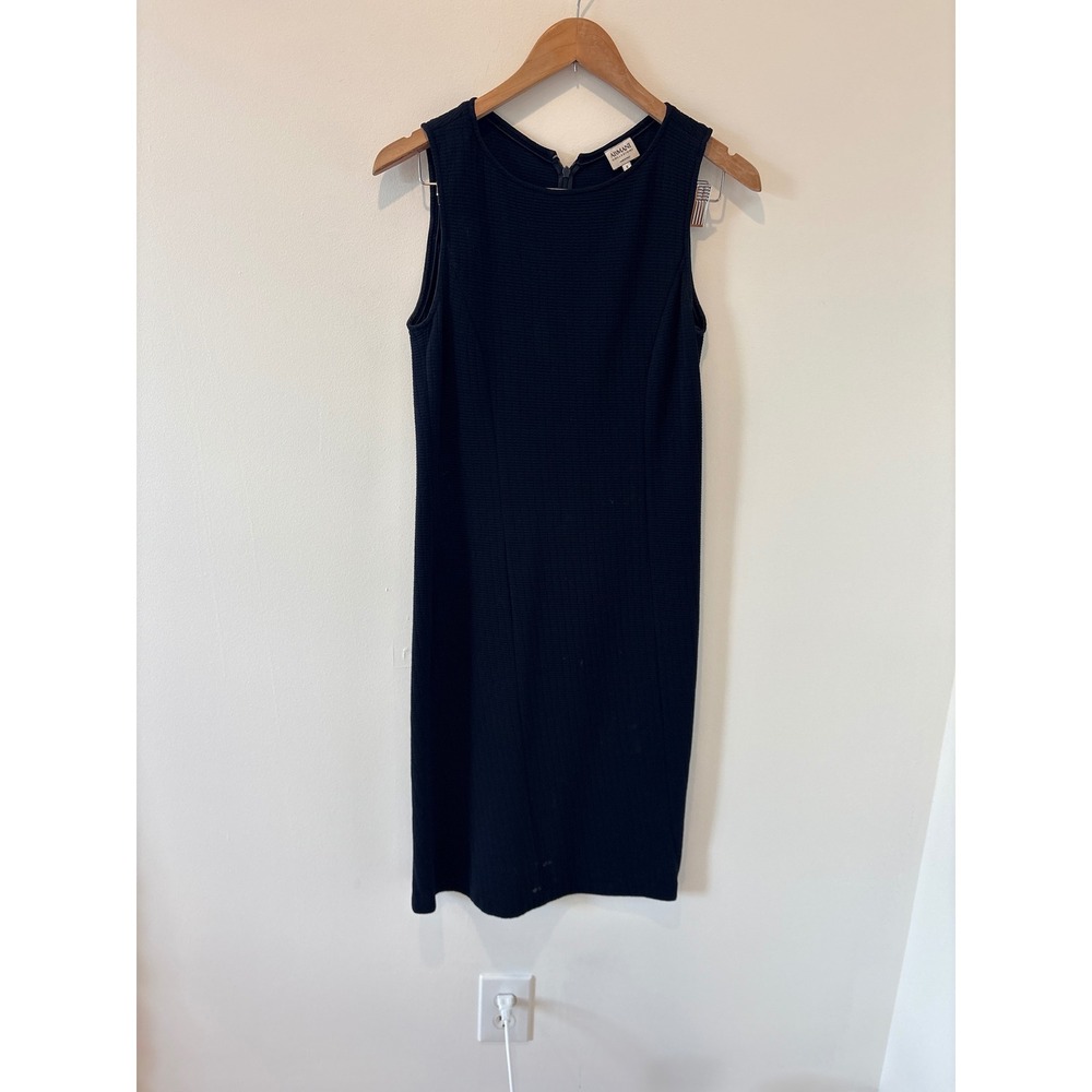 Armani‎ Collezioni Navy Blue Textured Sleeveless Sheath Dress Size 8